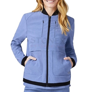 Chaqueta de Enfermera Tipo Bomber para Mujer, con Cuello Acanalado, Tejida, Transpirable, Impermeable, Rellena de Algodón, para Invierno, Uniforme Médico de Hospital, con Forro Polar Suave - Product Image 1