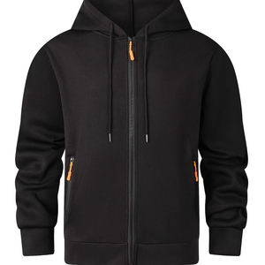 Sudadera con capucha vintage personalizada para hombre con bolsillo y cremallera de gran tamaño polar en blanco liso Sudadera con capucha suelta para Otoño Invierno - Product Image 1