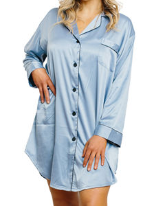 Ropa de dormir holgada, camisas de satén de seda para mujer, ropa de salón de seda de poliéster 100%, camisas para niña, camisa de satén de algodón satinado de alta calidad para mujer - Product Image 3