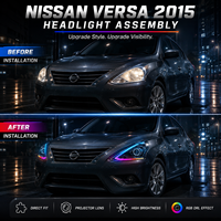 Kit de phares LED pour Nissan Versa 2015, ensemble de phares avec contrôle de couleur WRGB, lumières de voiture plug and play, design unique d'usine, neuf