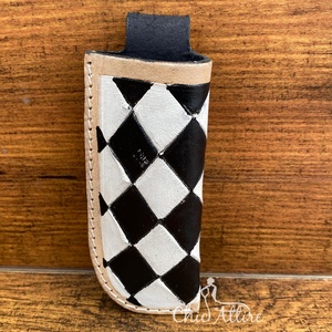 Gaine de couteau à carreaux en cuir véritable de qualité supérieure Durable couverture de couteau de ceinture à dessus ouvert de haute qualité pour les aventures en plein air - Product Image 1