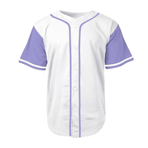 Broderie jeunesse cousu col en v anges Sublimation vente en gros vierge hommes personnalisé maille plaine Baseball Jersey - Product Image 1