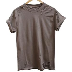 T-shirts pour hommes en coton de haute qualité en détresse Ringer manches courtes surdimensionné Logo personnalisé 100% coton léger décontracté été - Product Image 4