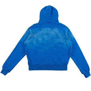 Pull polaire lavé Vintage High Street de haute qualité 100% coton sweat à capuche lavé à l'acide impression en relief pour l'hiver brodé - Product Image 2