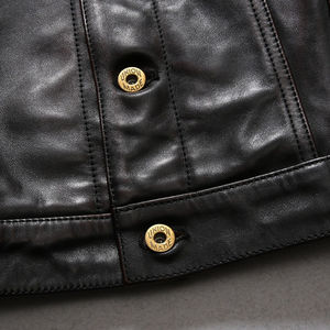 Personalizar cuero genuino hombres solapa motocicleta Casual aceite cera cabeza capa dos colores té Core caballo chaqueta de cuero - Product Image 6