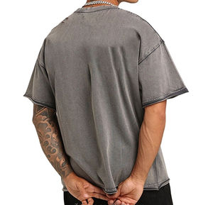 T-shirt vintage personnalisé pour homme, 100% coton, surdimensionné, manches courtes, couleur unie, logo personnalisé, haute qualité, séchage rapide - Product Image 2