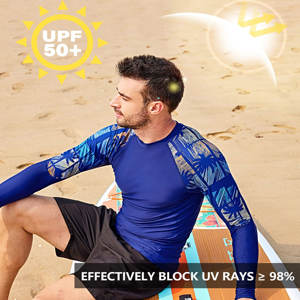 Rash Guard pour hommes manches longues UPF 50 + UV Protection solaire séchage rapide Compression maillots de bain Fitness Gym chemises - Product Image 6