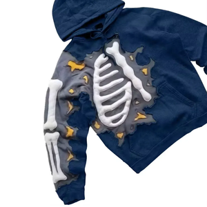 Sweat à capuche en polaire imperméable respirant pour homme, 100% coton, impression personnalisée de logo en relief, sweat à capuche surdimensionné lourd pour l'hiver - Product Image 6