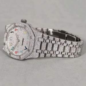 VVS1 Blanco Moissanite Diamante Mecánico ETA Reloj Automático Adultos 40MM Acero Inoxidable Busto Completo Caso Lujo Resistente Al Agua - Product Image 4