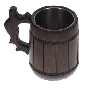 Tasse à bière en bois, tasse ronde en acier, taille personnalisée, avec poignée unique, pour fêtes de mariage, décoration de la maison, vaisselle, nouveauté, vintage - Product Image 5