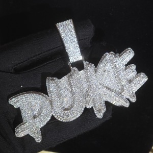 Vibrant Thorn Brush Letter Pendant Iced Out Custom Name Necklace with Cuban Chain Gift for Him in Brass CZ Prom Party Jewelry - Product Image 4