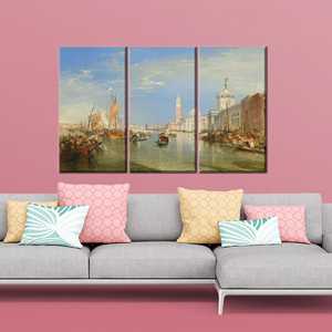 Obra de arte impresa en lienzo de una escena de Venecia - Elegante decoración de pared, 3P: estirado sobre lienzo - Product Image 1