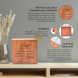 กล่องใส่โกศไม้ส่วนบุคคลสำหรับพ่อของที่ระลึกที่แกะสลักไว้หากความรักสามารถช่วยคุณได้ด้วย ayaans - Product Image 6