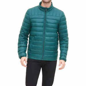 Chaqueta acolchada de lona negra para hombre de alta calidad para invierno, abrigo de burbujas para clima frío con cuello levantado y capucha - Product Image 6