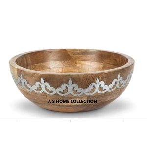 Aliments décoratifs de luxe de forme géométrique en bois solide avec bol de pièce maîtresse d'accent argenté bon prix - Product Image 4