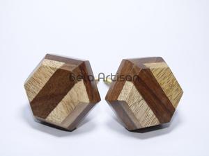Poignées rondes en bois pour armoires et tiroirs, poignées de porte en hêtre peintes, poignées en bois massif en forme de champignon - Product Image 2