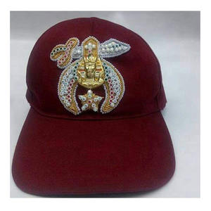 Shriner Cap Masonic Shriner Cap 3 Rangées Broderie À La Main Strass travail Ajustement Réglable Shriner Red Color Cap Styles uniques - Product Image 3