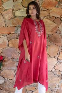 ผู้หญิงปัก Elegance ลําลองคอวียาวสไตล์ Kaftan ชุด - Product Image 4