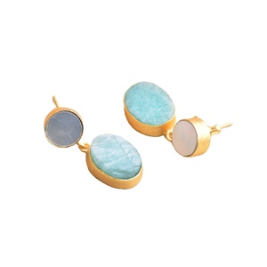 Pendientes Colgantes Clásicos Vintage de Latón Natural con Madreperla, Acabado Pulido, Chapados en Oro de 14K, Pieza de Moda Unisex Personalizable - Product Image 4