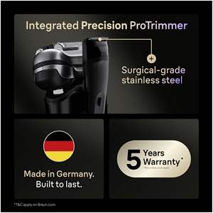 Afeitadora Eléctrica Recargable para Hombre con Cinco Cuchillas Finas, Afeitado en Seco y Húmedo, 60 Minutos de Autonomía, Base de Carga, IPX7, Color Negro - Product Image 3