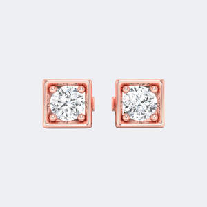 Boucles d'oreilles clous minimalistes en or 14 carats avec diamant rond de 0,20 carat, couleur D, cultivé en laboratoire, serti clos, pour femme - Product Image 5