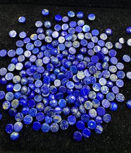 Lapis Lazuli un côté damier coupe forme ronde Cabochon haute qualité pierre précieuse en vrac pour la fabrication de bijoux en gros gemmes 6mm-10mm - Product Image 3