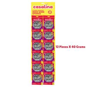 Casalina Inox Extra Large <b>Card</b> Metal Stainless Steel Scourer 12x40g Kitchen Cleaning Scrubber Pack of 12 - Product Image 3