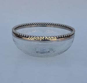 Bol de service en verre à bordure perlée décorative du Ramadan, inspiré du métal, pour la salle à manger à domicile, le buffet, la fête, vaisselle durable et écologique - Product Image 3