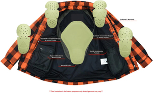 เสื้อแจ็คเก็ตมอเตอร์ไซค์ผู้ชายลายสก็อตสีส้ม ผ้าฟลานเนล แบบถอดเกราะป้องกันได้ ซิปและกระดุมแป๊ก ระบายอากาศได้ดี ไซส์ใหญ่ - Product Image 5