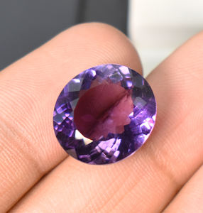 Gema Ovalada de Amatista Morada de Laboratorio, 11.60 Quilates, Gema de Amatista de Laboratorio Impecable, 16.5X15X8 mm, Gema Suelta para Joyería - Product Image 4