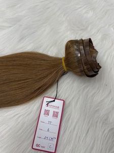 Venta al por mayor Virgen Remy Color marrón claro Clip sin costuras en extensiones de cabello humano Clip recto sin costuras en la extensión del cabello - Product Image 4