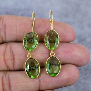 อัญมณีเพอริโดทรงรี925ต่างหูเงินสเตอร์ลิงชุบทองหรูหราและทันสมัยสำหรับผู้หญิงและเพื่อนเจ้าสาวสำหรับของขวัญงานปาร์ตี้ - Product Image 2