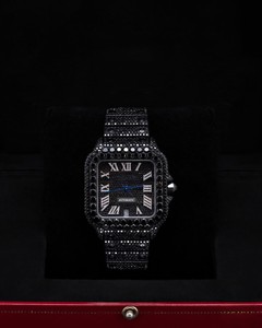 Reloj de Diamantes Moissanite VVS Premium para Hombre, Estilo Hip Hop, Personalizado, de Lujo, Mecánico, con Esfera Negra, Cristal, Dorado y Plateado - Product Image 6