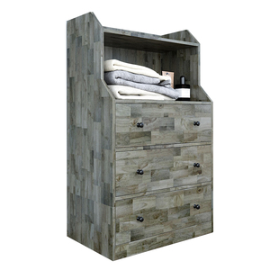 Armoire rustique européenne en bois d'hévéa TQA68032 avec 3 tiroirs, meuble de chambre pliable pour usage domestique et appartements - Product Image 1
