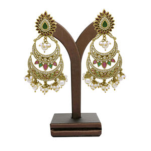 Elegantes Pendientes chapados en AD Mehndi, pendientes tradicionales de AD, exportación de joyería de imitación antigua, exportación de joyería artificial de lujo. - Product Image 1