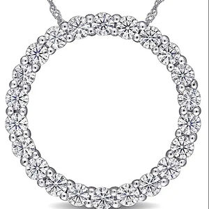 Collier pendentif diamant Moissanite rond 2.00 MM, pendentif de forme ronde plaqué or 18 carats - Product Image 1