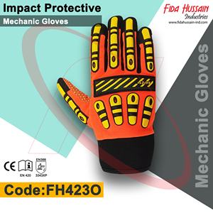Guantes mecánicos de protección contra impactos de cuero sintético, guantes de trabajo industriales de seguridad, guantes TPR de seguridad para campos de petróleo y gas - Product Image 2