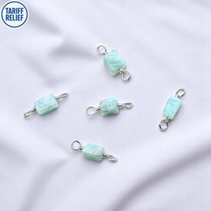 Conectores de piedras preciosas de amazonita áspera de forma libre, alambre chapado en oro envuelto, doble fianza, cuentas de piedra Natural para la fabricación de joyas - Product Image 1