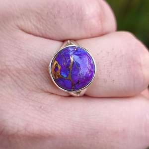 Purple <b>Turquoise</b> <b>Ring</b>, Sterling Silver Handmade Boho Promise Jewelry - Product Image 1