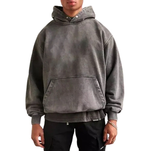 Dernier design, sweat-shirt surdimensionné délavé à l'acide, facile à laver, OEM, lourd, uni, teint en France, pour l'hiver, sweat-shirt délavé à l'acide pour homme - Product Image 4