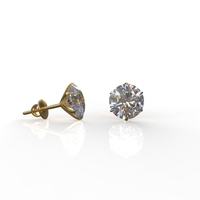 Женские серьги-пусеты Ishi Diamonds из желтого золота 18 карат с выращенными в лаборатории бриллиантами D-VVS чистотой, 4 карата каждый, огранка «Бриллиант», 2 штуки, BIS