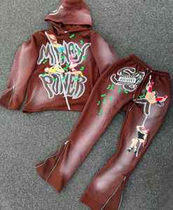 Conjunto de Sudadera con Capucha y Pantalones Deportivos de Algodón Grueso Personalizados para Hombre, Traje Deportivo de Talla Grande de 500 g/m² para Invierno - Product Image 1