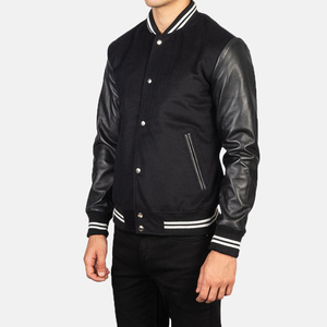 <b>Top</b> Trending Varsity College Baseball Jacket For Men Casual Canvas Varsity Design with Wool Body and <b>Leather</b> Sleeves for Winter - Product Image 5