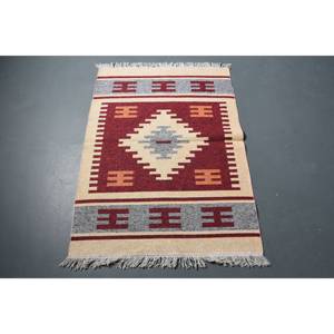 พรมตุรกีวินเทจขนาด 2.9x3.9 ฟุต พรมขนาดเล็ก พรมขนสัตว์ลายพรางสีแดงเบจ - Product Image 5