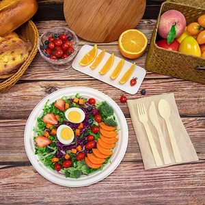 Assiettes en papier jetables 100% compostables biodégradables robustes de conception rigide pour les fêtes Vaisselle en papier ronde blanche solide - Product Image 1