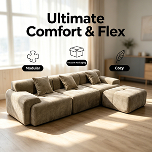 Sofá Seccional Compacto y Plegable, Extra Ancho, de Chenilla Premium, Modular, con Espuma de Alta Densidad, Ahorro en Costos de Envío - Product Image 5