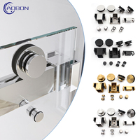 Système de roulettes en acier inoxydable pour porte de douche coulissante sans cadre, système d'accessoires de quincaillerie pour porte de salle de bain en verre coulissante