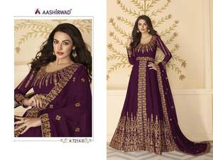 ชุดเดรสยาวแบบอนารากลีผ้าจอร์เจตต์เนื้อหนา ปักลายและประดับเลื่อม งานเย็บสำเร็จ ชุดแต่งงานใหม่ สไตล์งานเลี้ยง - Product Image 4