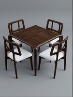 Table à manger rectangulaire en bois massif moderne, durable et écologique avec 4 chaises – Ensemble de meubles pour la maison