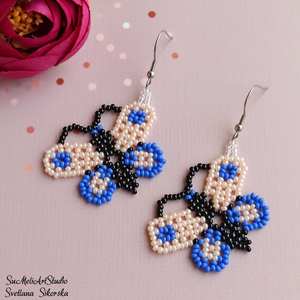 Beaded Butterfly EarringsHuichol earrings Native beaded earringsSpring EarringsBeadwork earrings - Product Image 1
